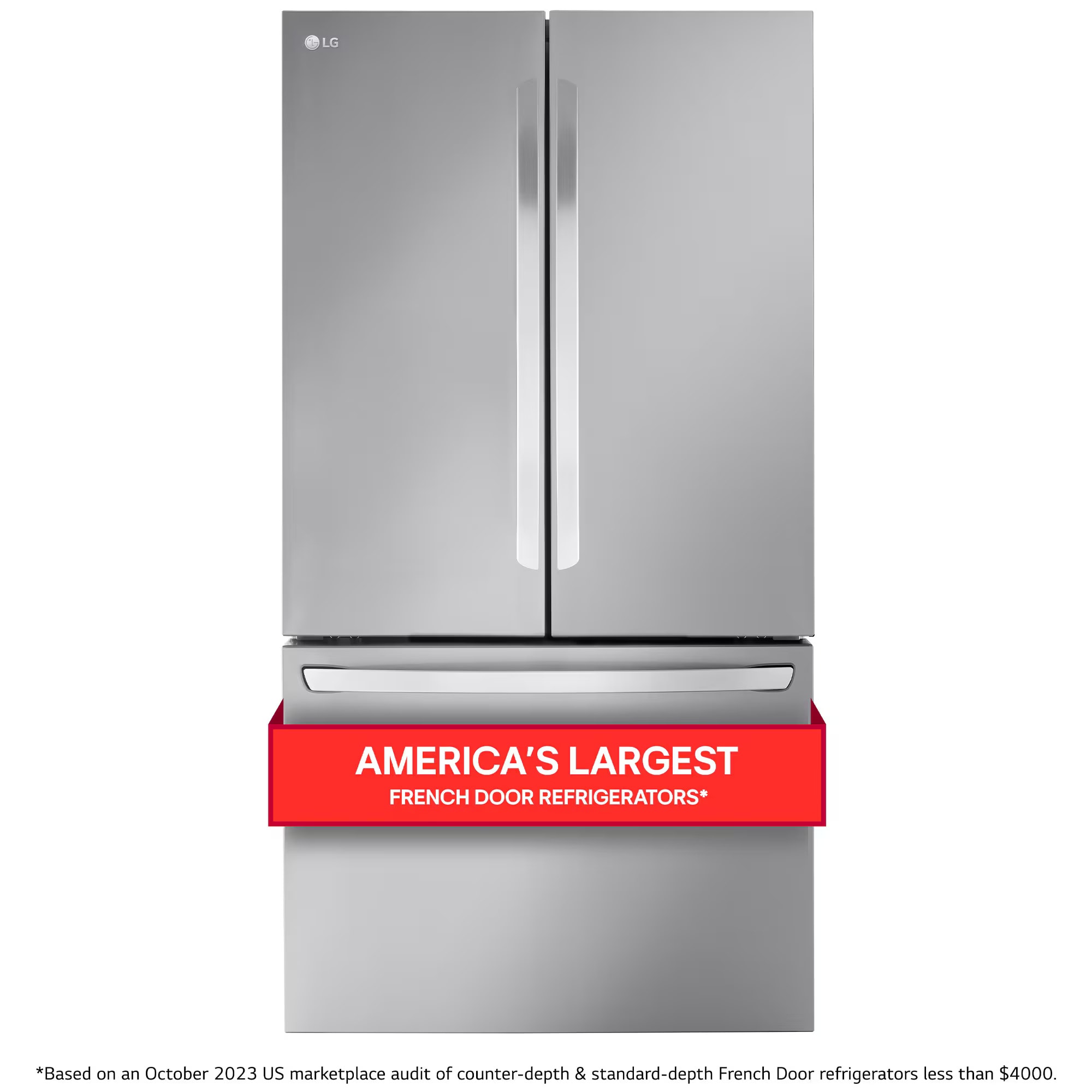 LG 36 in. 26.5 cu. ft. Smart Counter Depth French Door Refrigerator with Internal Water Dispenser - Stainless Steel, Stainless Steel, hires