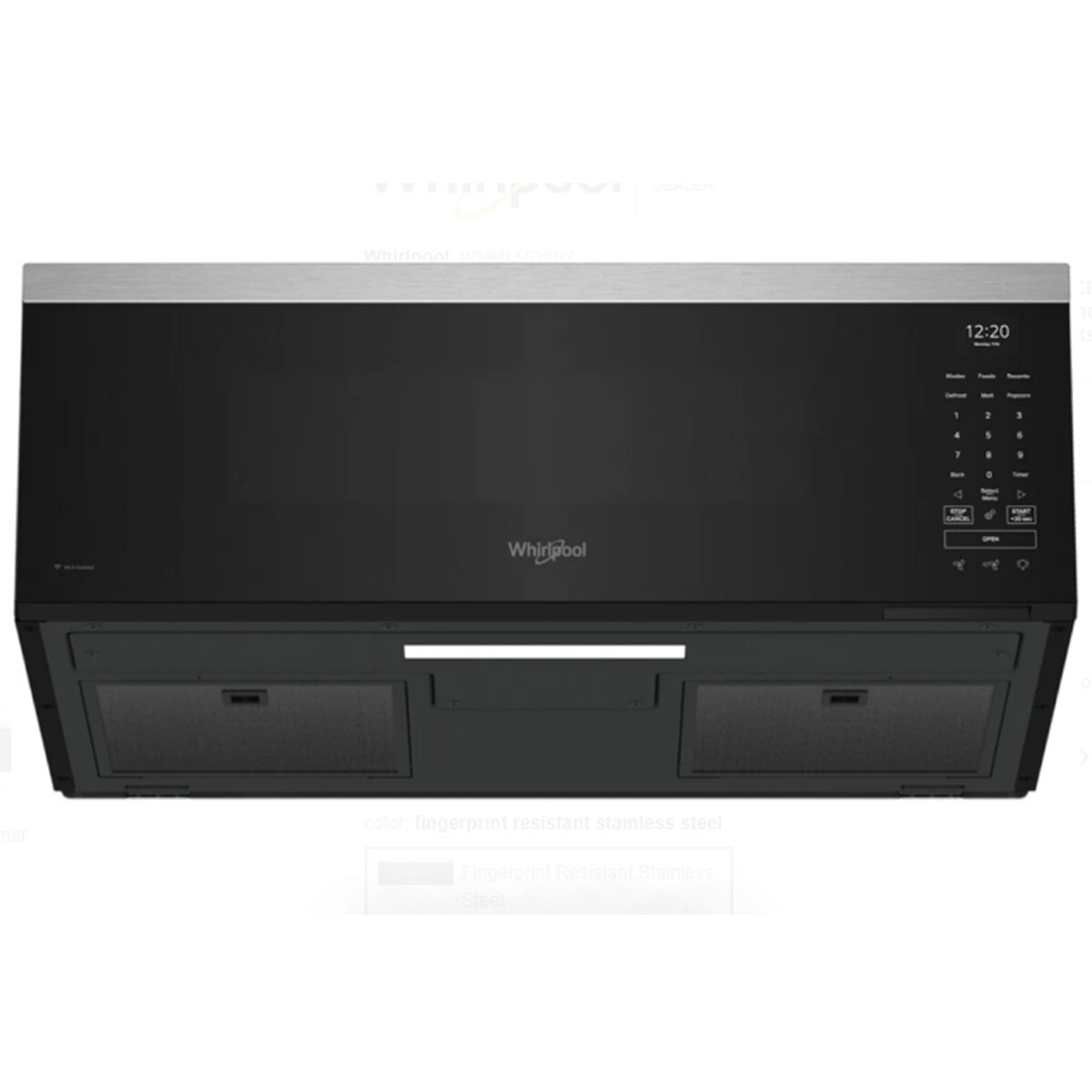 Whirlpool 30 in. 1.1 cu. ft. 1000W Low Profile Smart Over-the-Range Microwave with 450 CFM & Sensor Cooking - Fingerprint Resistant Stainless, Fingerprint Resistant Stainless, hires