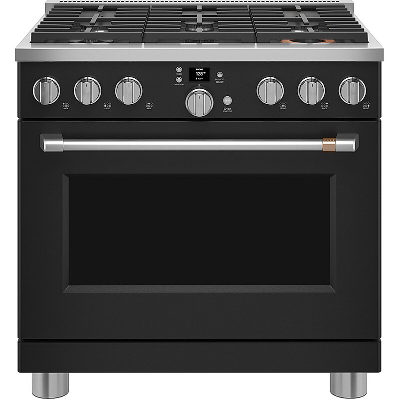 Cafe Commercial-Style 36 in. 6.2 cu. ft. Smart Air Fry Standard Convection Gas Range with 6 Sealed Burners - Matte Black, Matte Black, hires
