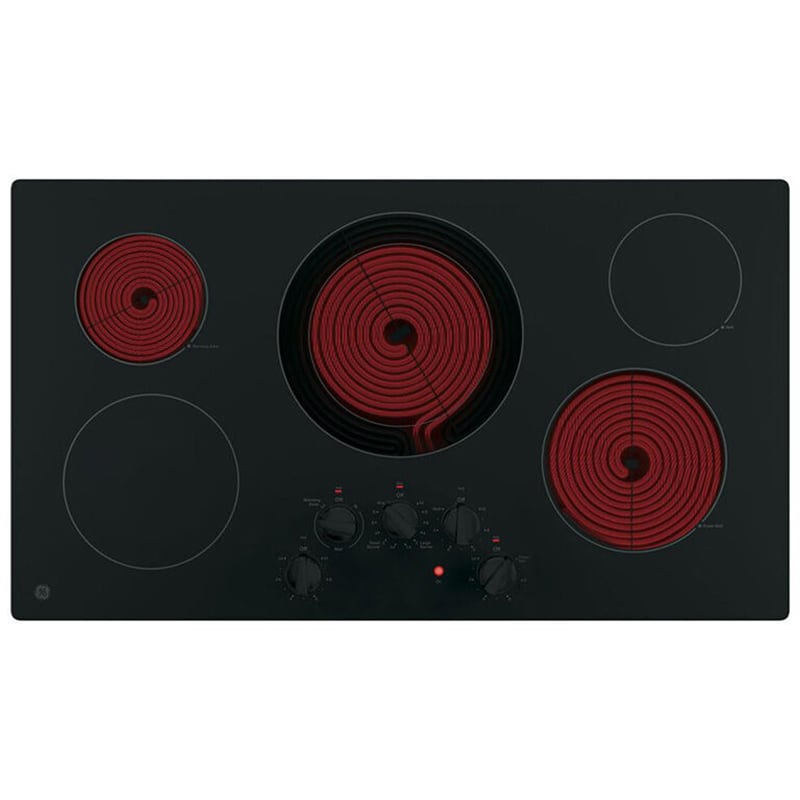 GE 36 in. 5-Burner Electric Cooktop with Simmer Burner & Power Burner - Stainless Steel, Stainless Steel, hires