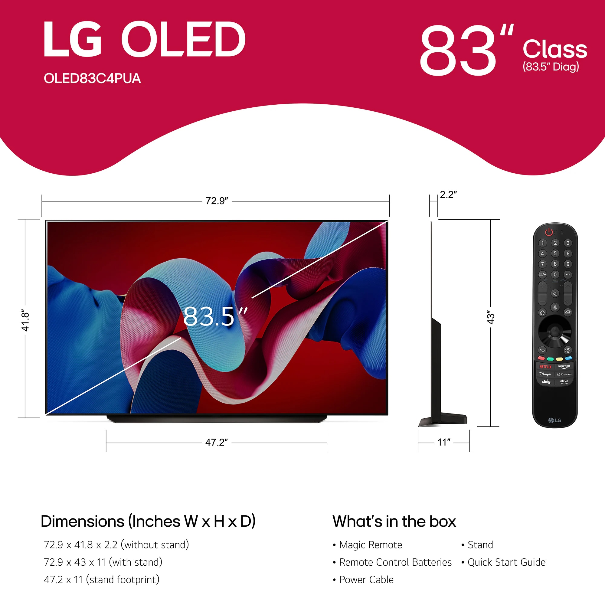 LG - 83" Class C4 Series OLED evo 4K UHD Smart webOS TV, , hires