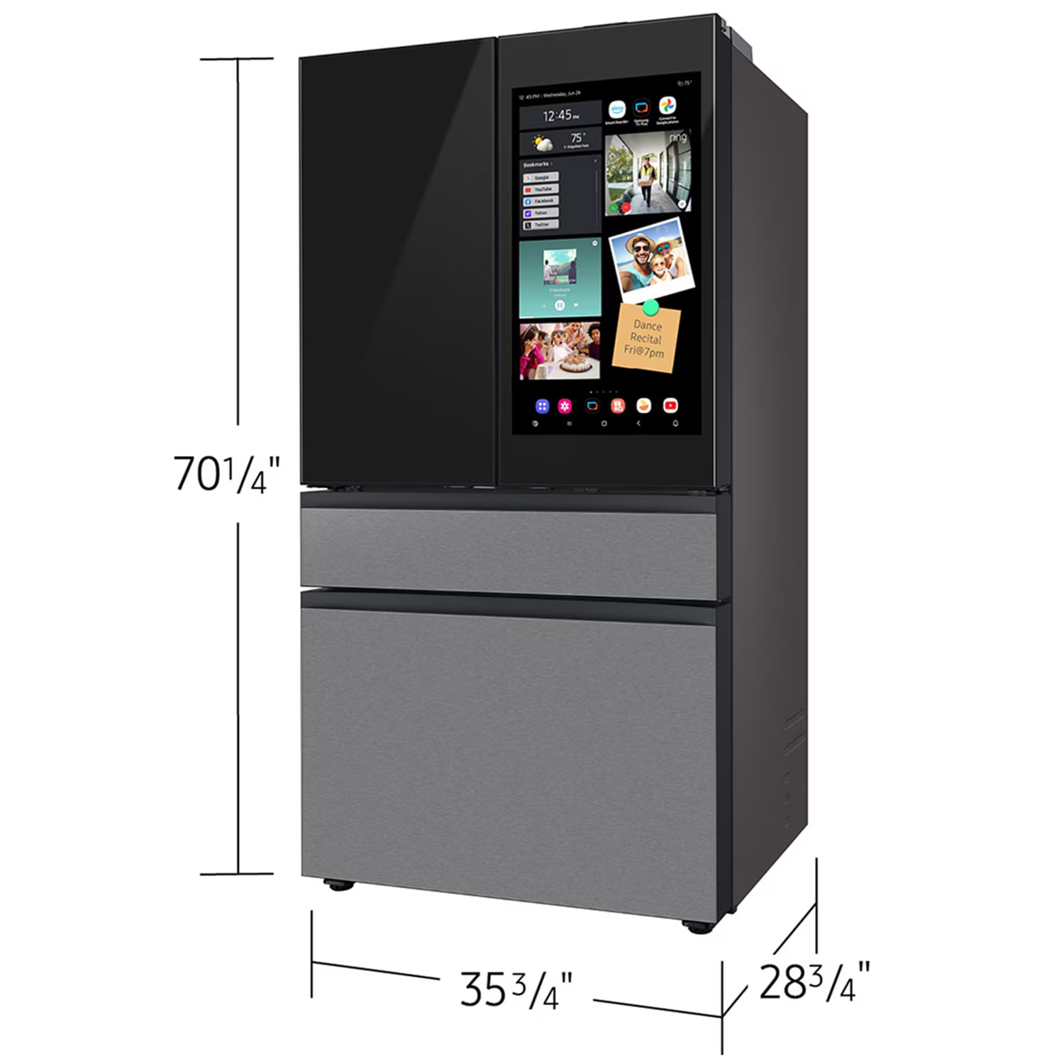 Samsung Bespoke 36 in. 22.5 cu. ft. Smart Counter Depth 4-Door French Door Refrigerator with AI Family Hub+, Beverage Center & Internal Water AutoFill Pitcher - Charcoal Glass, Charcoal Glass, hires