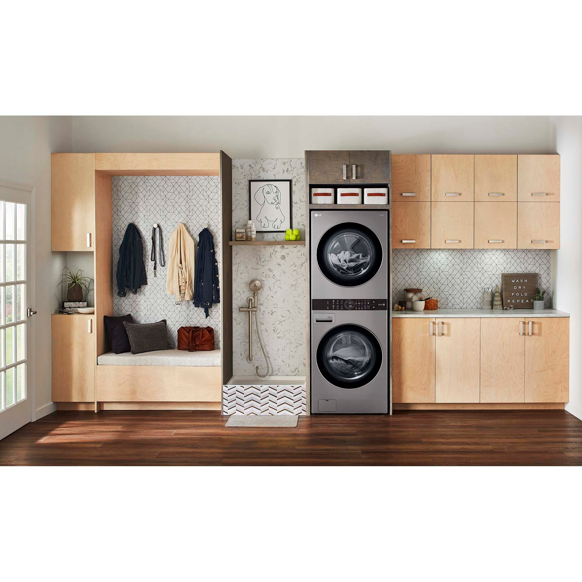 LG 27 in. WashTower with 4.5 cu. ft. Washer with 6 Wash Programs & 7.4 cu. ft. Gas Dryer with 6 Dryer Programs, Sensor Dry & Wrinkle Care - Graphite Steel, Graphite Steel, hires