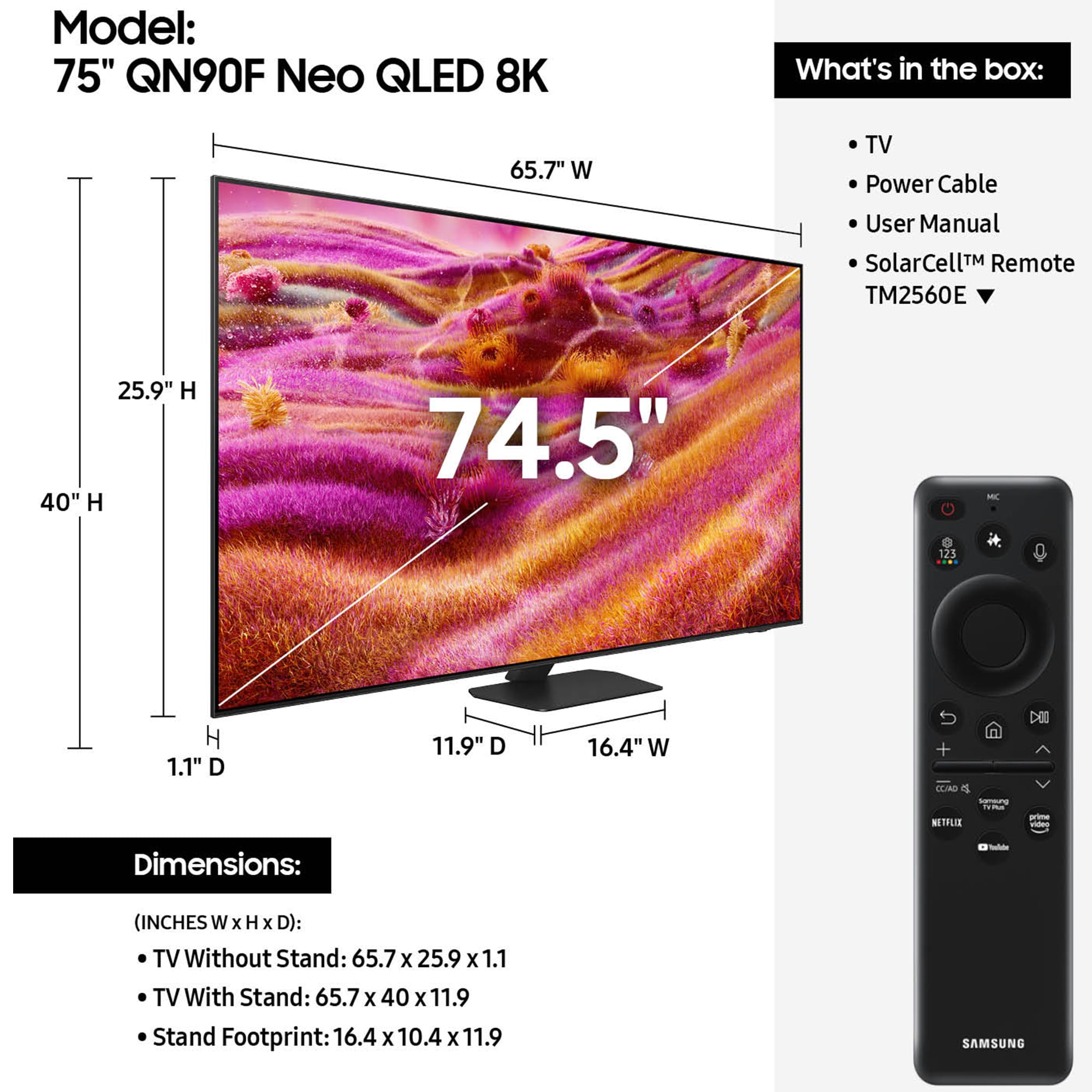 Samsung - 75" Class QN90F Neo QLED 4K UHD Samsung Vision AI Smart TV, , hires