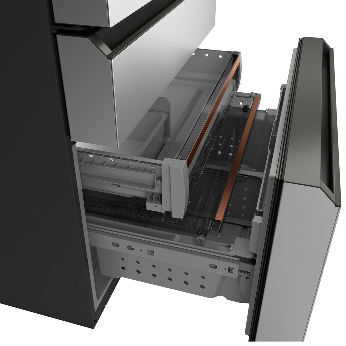 Cafe 36 in. 23.2 cu. ft. Smart Counter Depth 4-Door French Door Refrigerator with Internal Water AutoFill Pitcher - Platinum Glass, , hires