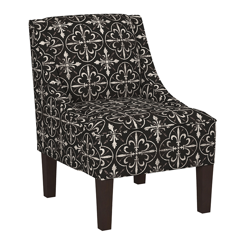 Skyline Furniture Swoop Arm Chair in Linen Fabric Paris Tile/Black