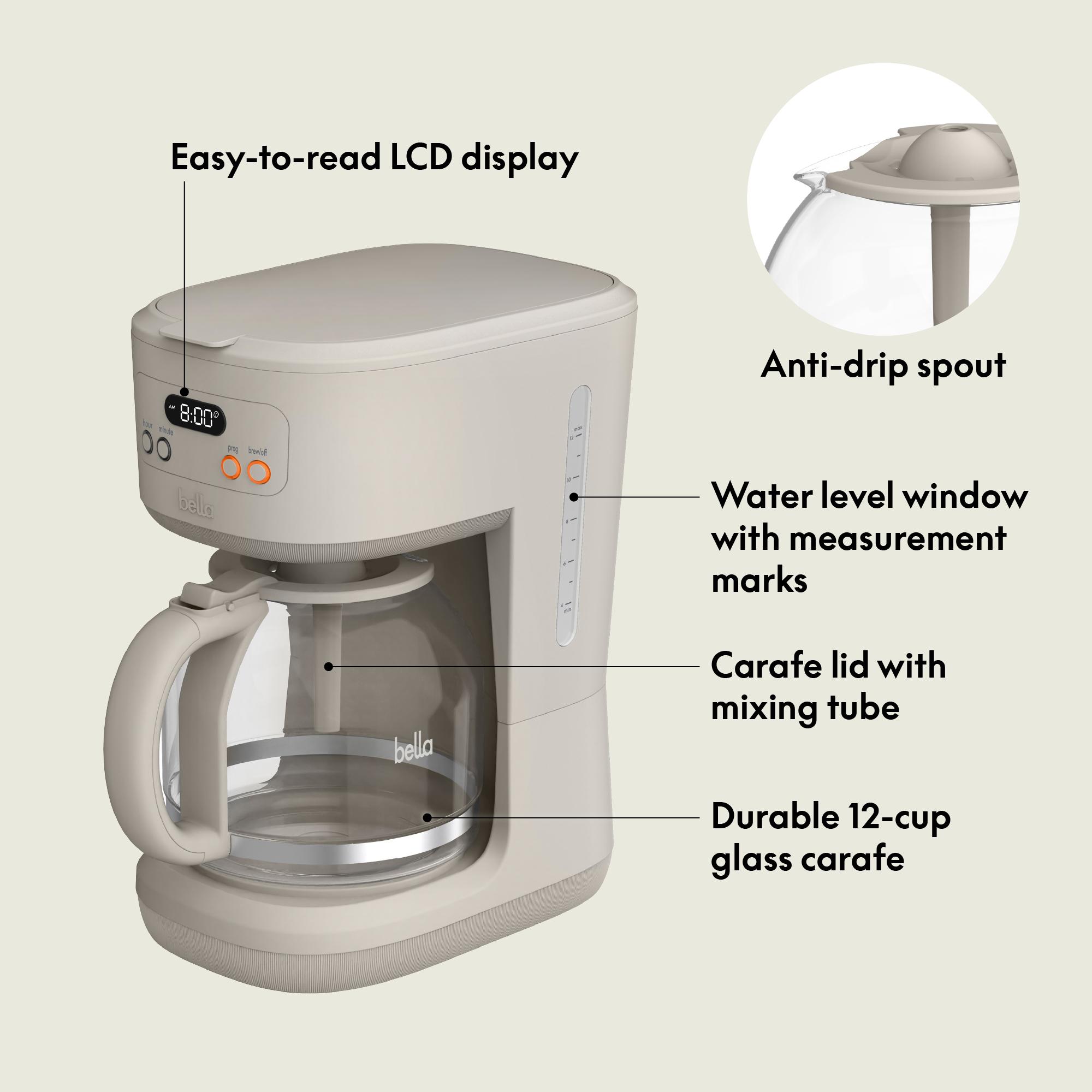 Bella 12-Cup Programmable Coffee Maker - Oatmilk, , hires