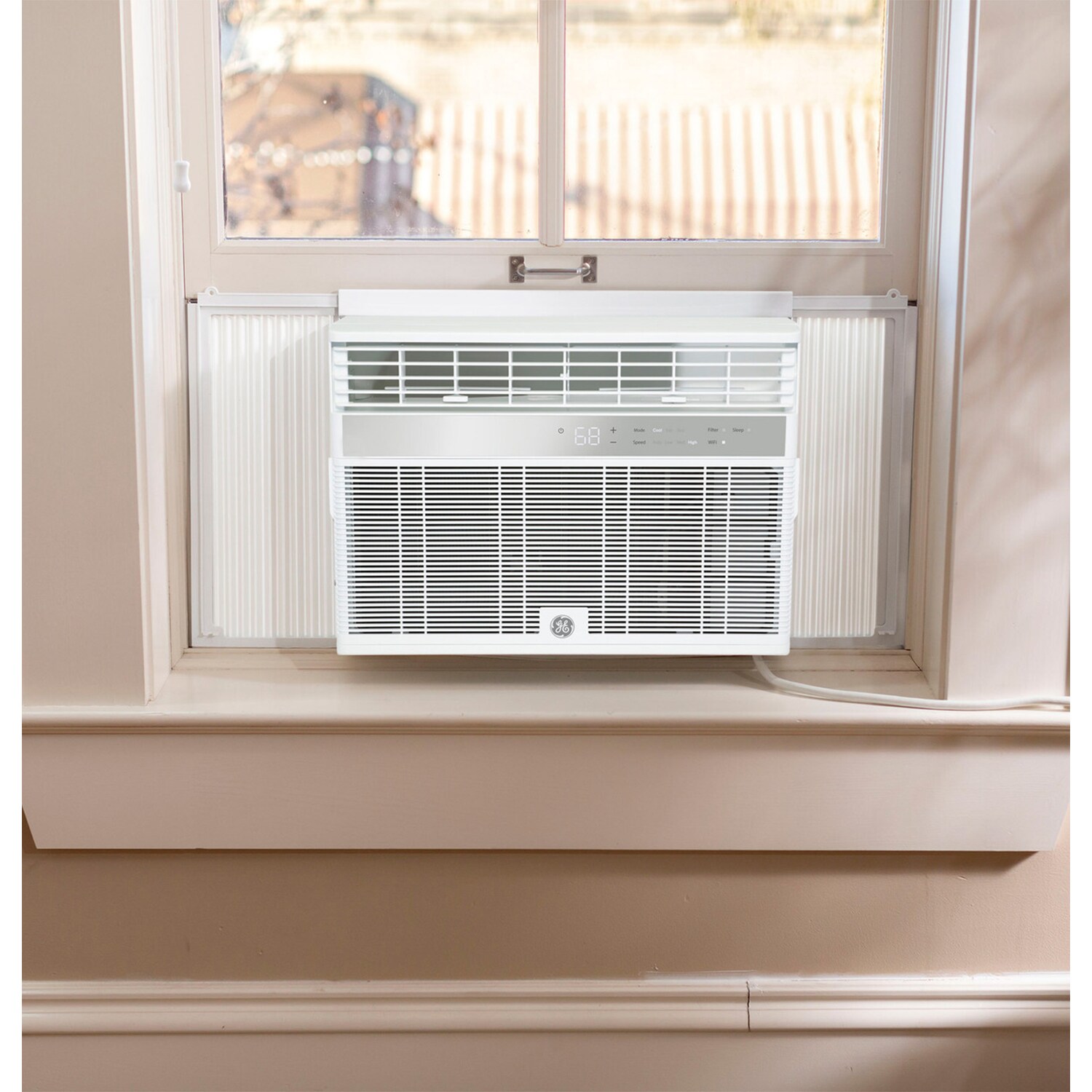 GE 14,000 BTU 115V Smart Window Air Conditioner with 3 Fan Speeds, Sleep Mode & Remote Control - White, , hires