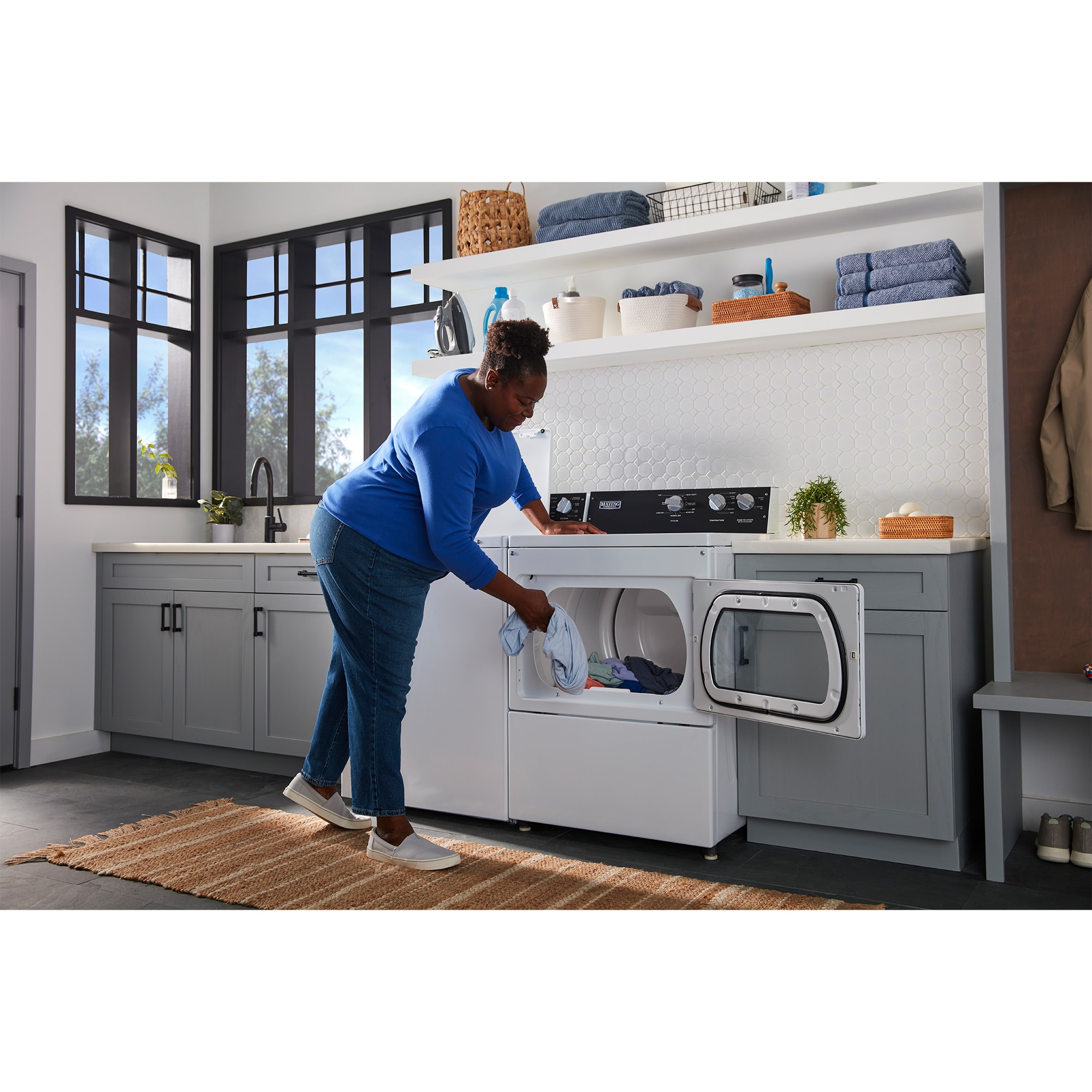 Maytag 27 in. 7.4 cu. ft. Commercial-Grade Residential Gas Dryer with Intelli Dry Sensor - White, , hires
