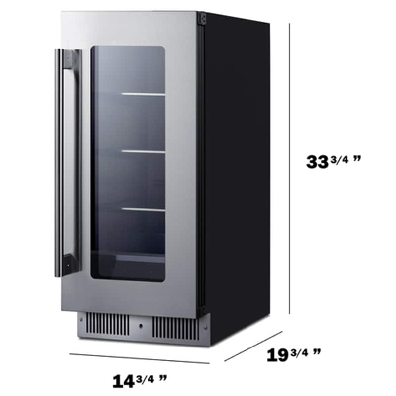 Summit 15 in. Built-In/Freestanding 1.9 cu. ft. Compact Bevrage Center with Adjustable Shelves & Digital Control - Stainless Steel, , hires