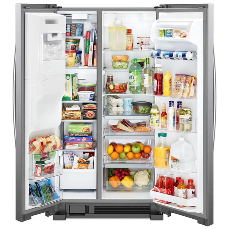 Whirlpool 36 in. 24.5 cu. ft. Side by Side Refrigerator with Ice & Water Dispenser - Fingerprint Resistant Stainless Steel, Fingerprint Resistant Stainless, hires