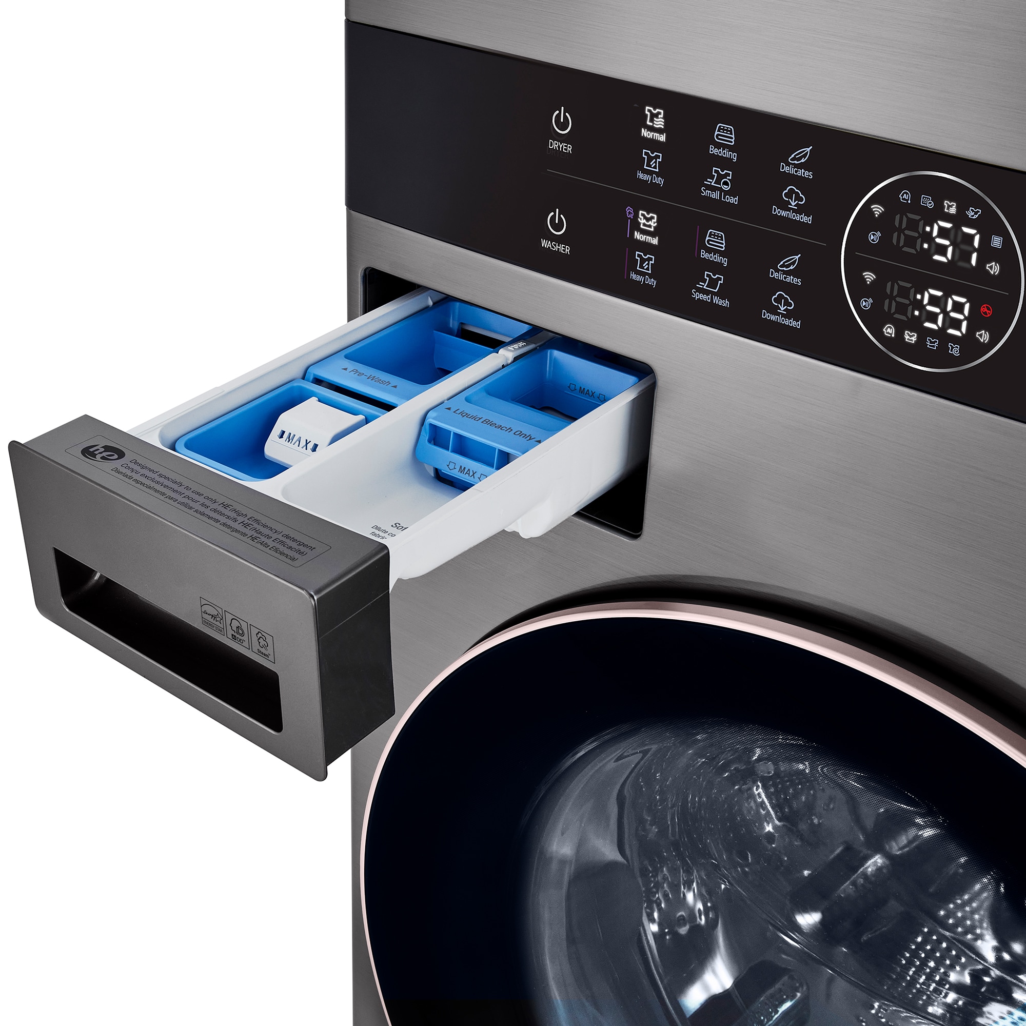 LG 27 in. WashTower with 4.5 cu. ft. Washer with 6 Wash Programs & 7.4 cu. ft. Gas Dryer with 6 Dryer Programs, Sensor Dry & Wrinkle Care - Graphite Steel, Graphite Steel, hires