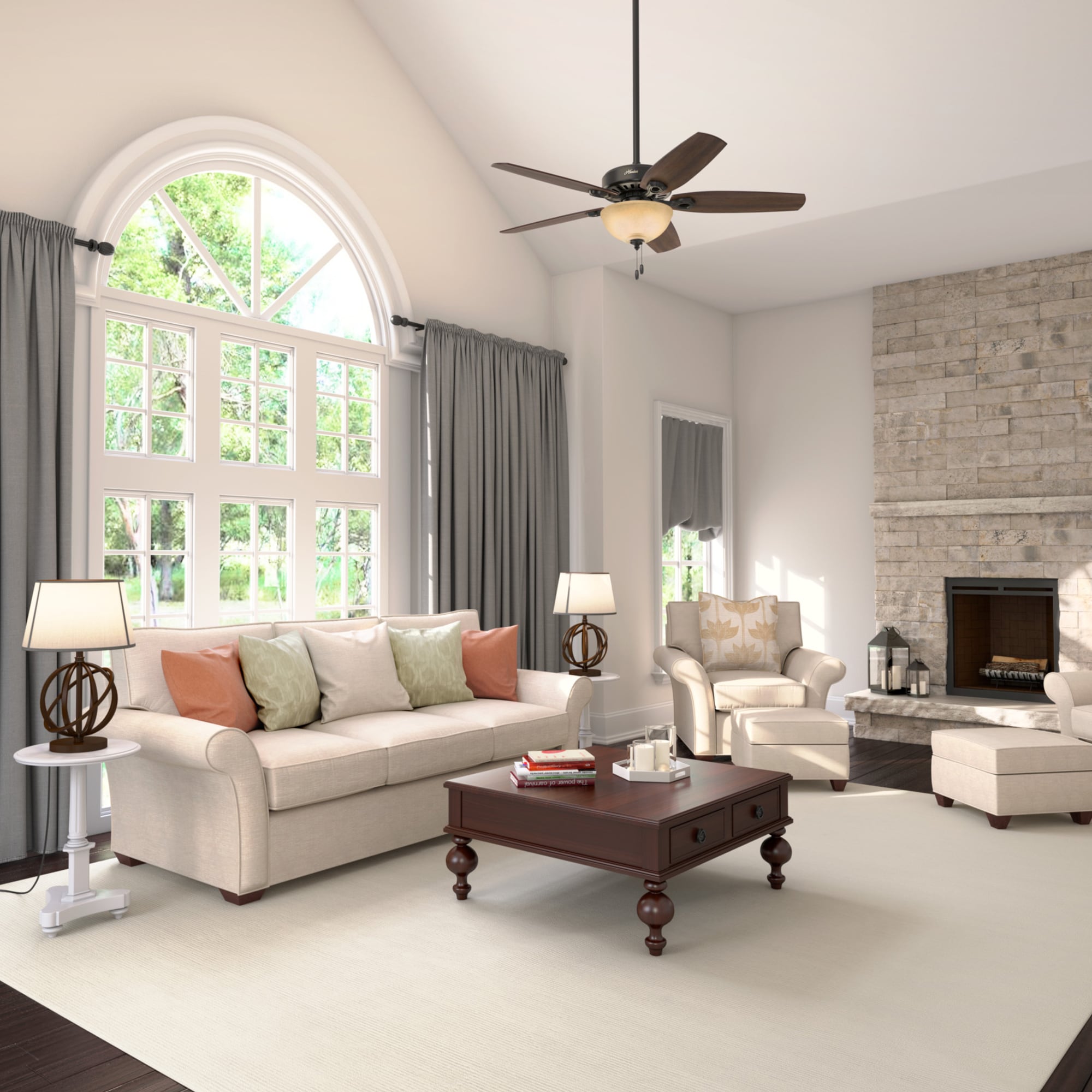 Hunter 52 inch Builder Ceiling Fan with LED Light Kit and Pull Chain - New Bronze, Bronze, hires