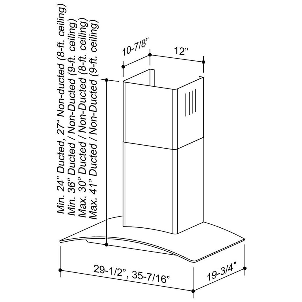 Broan B56 Series 36 in. Chimney Style Range Hood with 3 Speed Settings