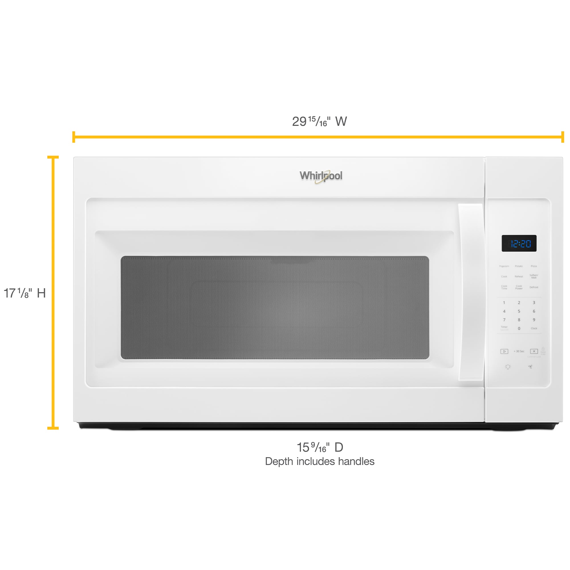 Whirlpool 30 in. 1.7 cu. ft. 1000W Over-the-Range Microwave with 300 CFM - White, White, hires