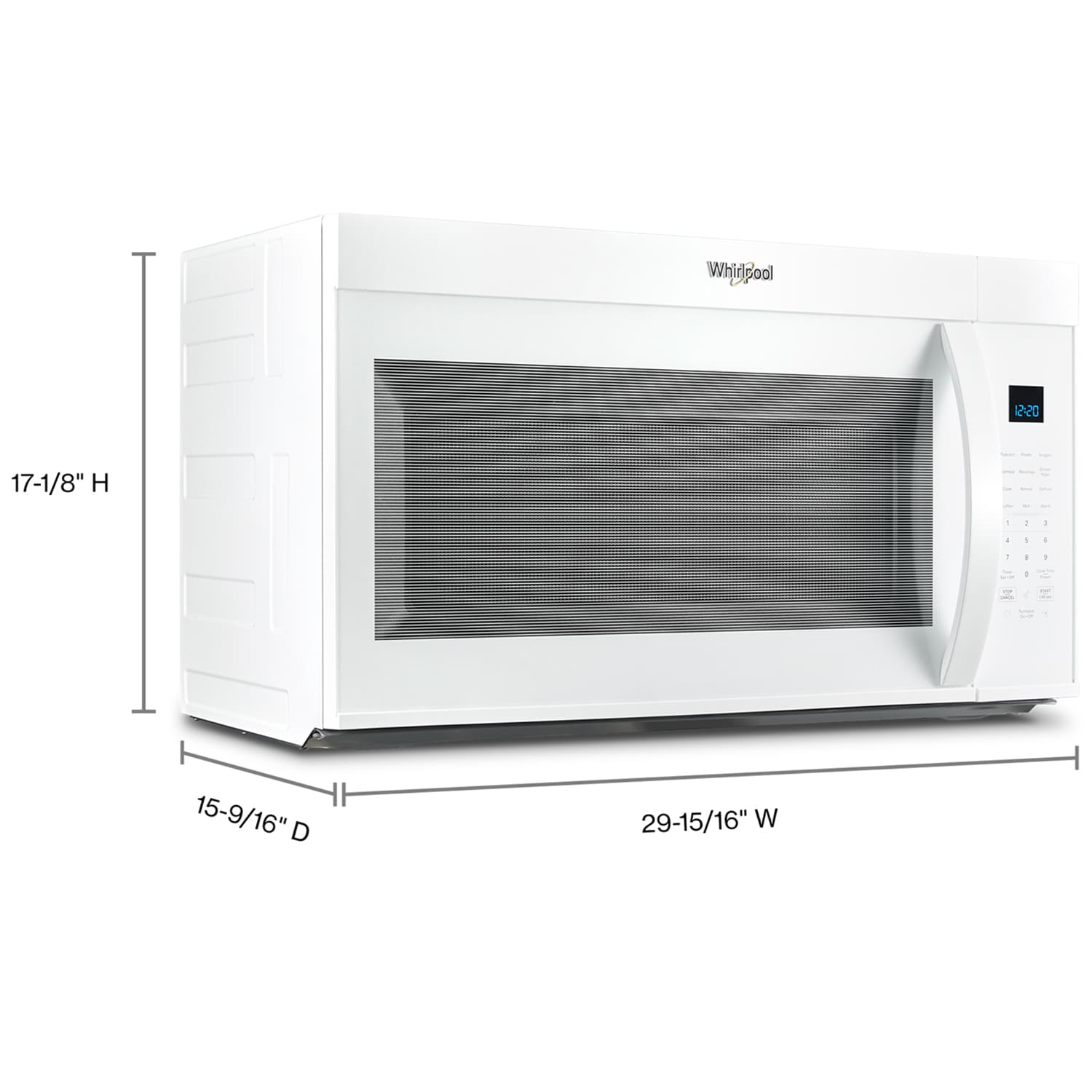 Whirlpool 30 in. 1.9 cu. ft. 1000W Over-the-Range Microwave with 300 CFM & Sensor Cooking - White, White, hires