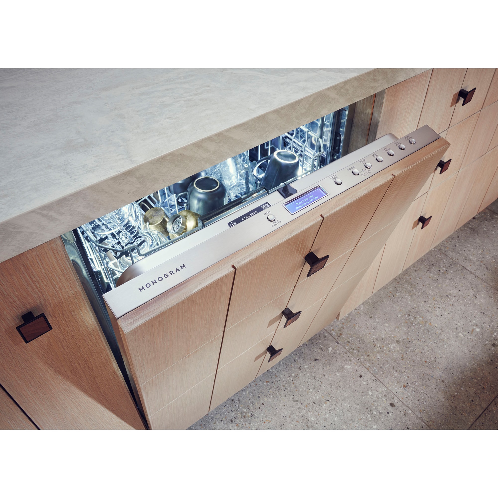 Monogram 24 in. Top Control Flush-Mount Smart Dishwasher with 39 dBa Sound Level, 3rd-Rack & Max Dry system - Custom Panel Ready, , hires