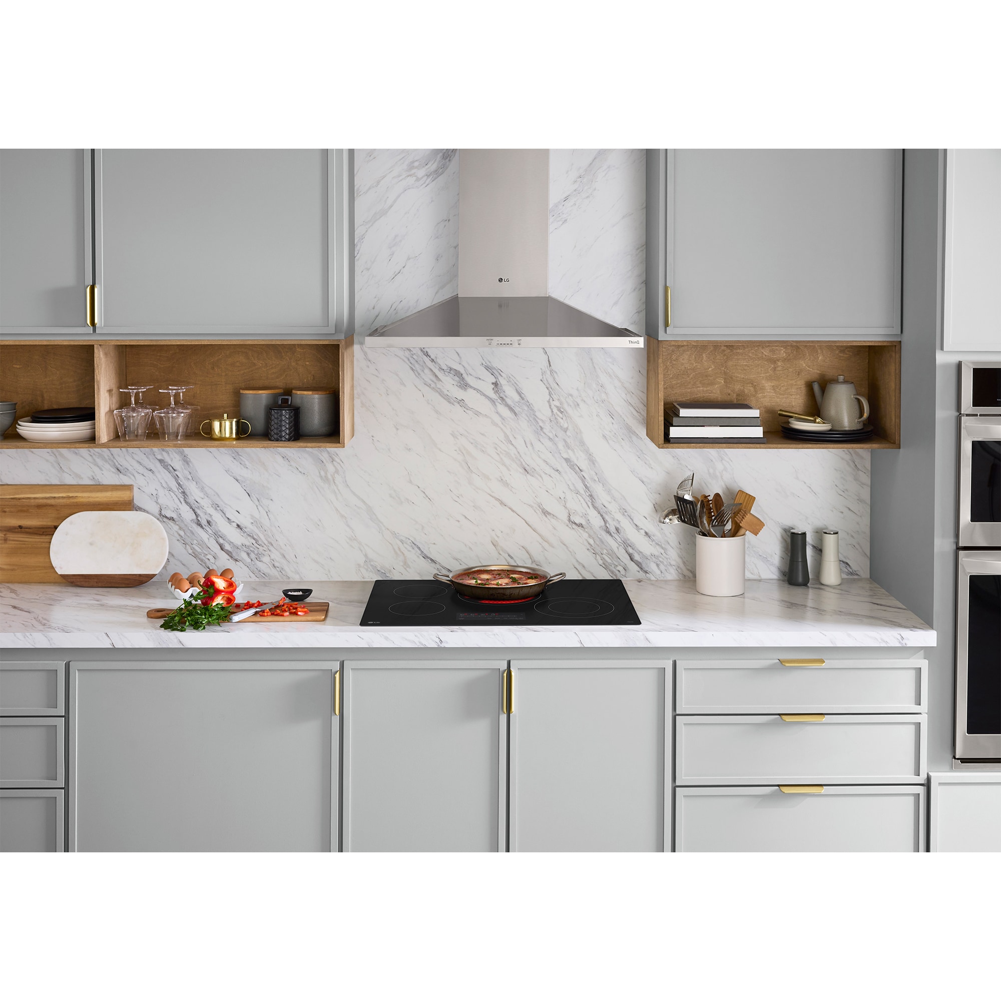 LG 30 in. 4-Burner Smart Electric Cooktop with Simmer Burner - Black, , hires