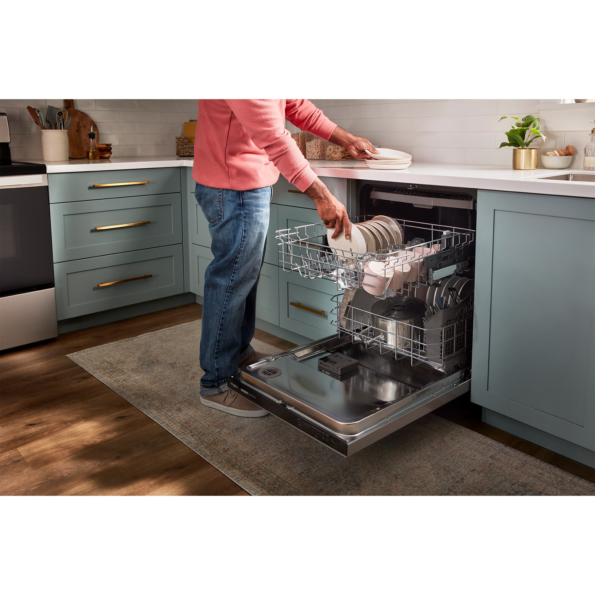 Whirlpool 24 in. Top Control Dishwasher with 51 dBa Sound Level & 3rd-Rack - Fingerprint Resistant Stainless, , hires