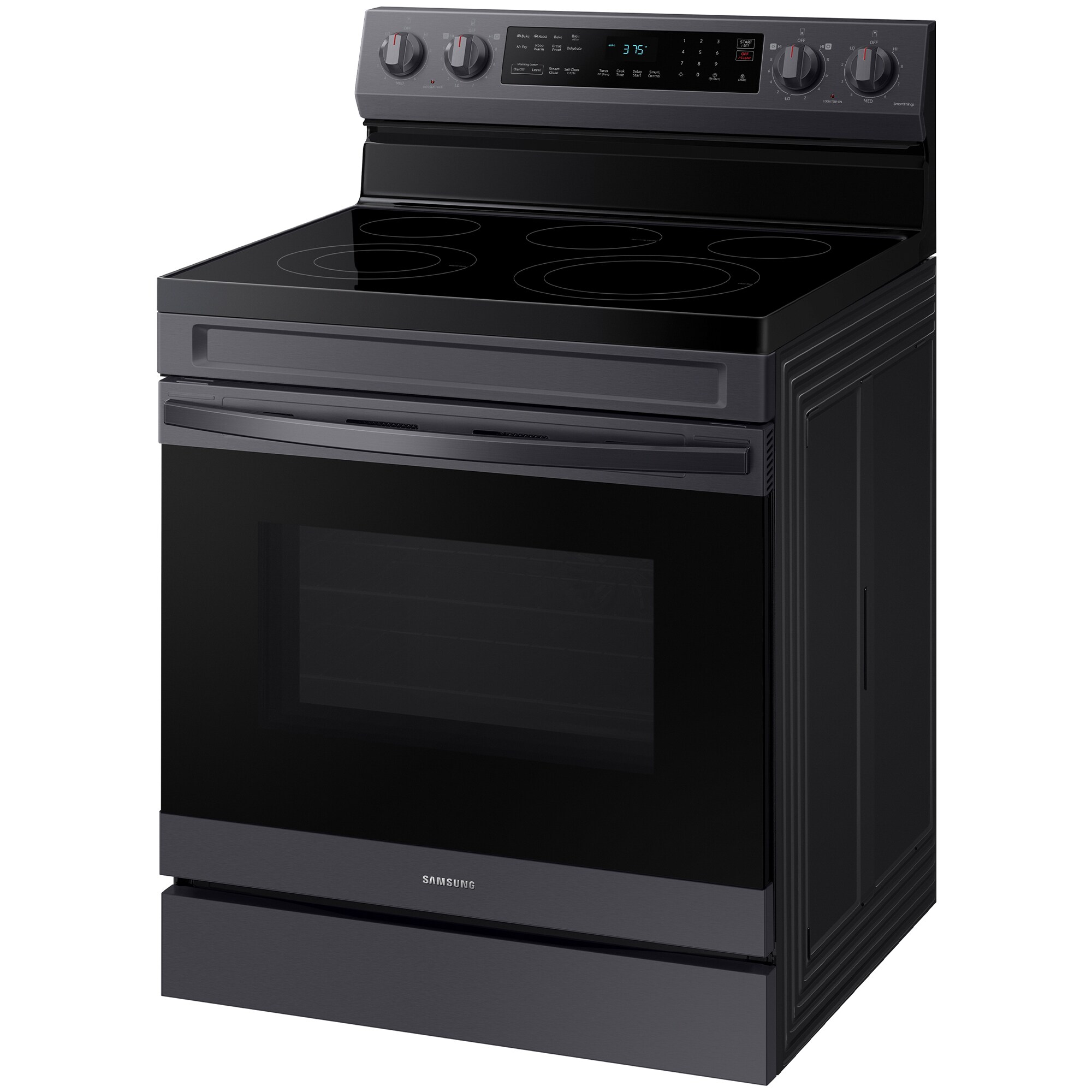 Samsung 30 in. 6.3 cu. ft. Smart Air Fry Standard Convection Electric Range with Smoothtop Burners - Fingerprint Resistant Black Stainless Steel, Fingerprint Resistant Black Stainless, hires
