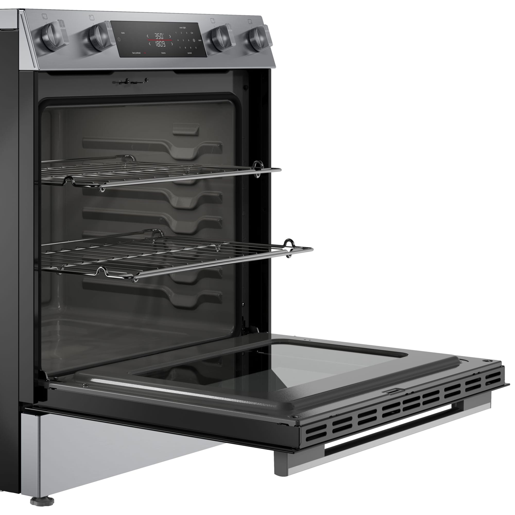Bosch 100 Series 30 in. 5.8 cu. ft. Air Fry Standard Convection Slide-In Electric Range with Smoothtop Burners - Stainless Steel, , hires