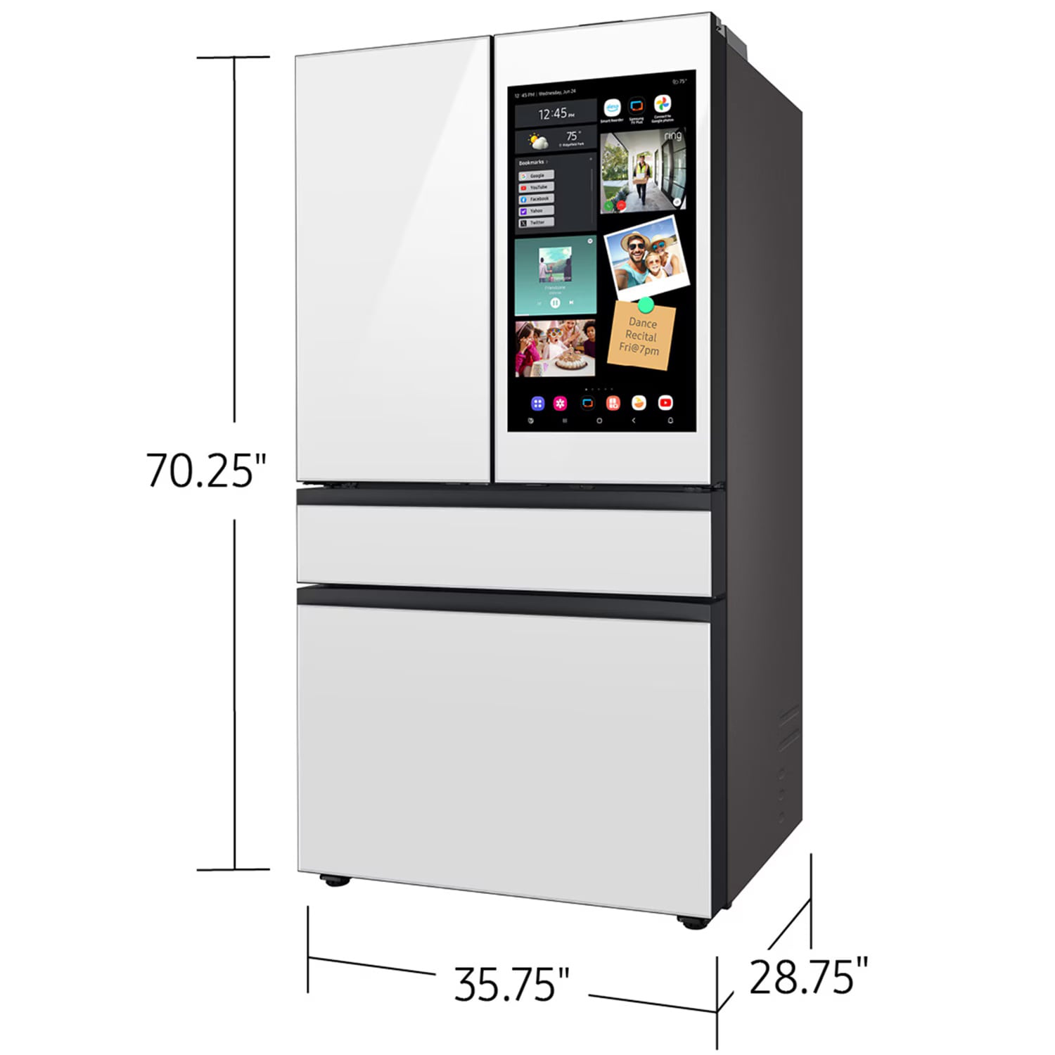 Samsung Bespoke 36 in. 22.5 cu. ft. Smart Counter Depth 4-Door French Door Refrigerator with AI Family Hub+, Beverage Center & Internal Water AutoFill Pitcher - White Glass, White Glass, hires