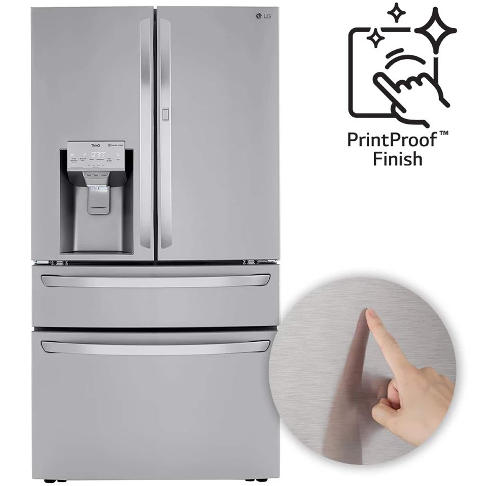 LG 36 in. 22.5 cu. ft. Smart Counter Depth 4-Door French Door Refrigerator with Ice & Water Dispenser - PrintProof Stainless Steel, PrintProof Stainless Steel, hires