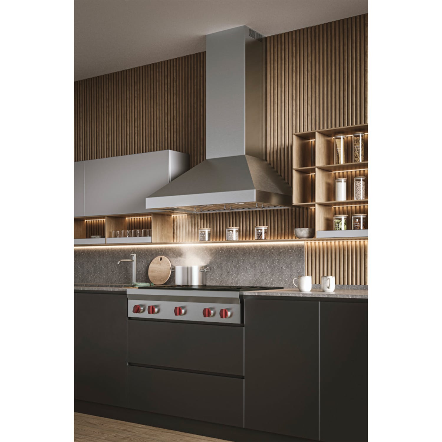 Best 48 in. Chimney Style Range Hood with 4 Speed Settings, 1500 CFM & 2 LED Lights - Stainless Steel, , hires