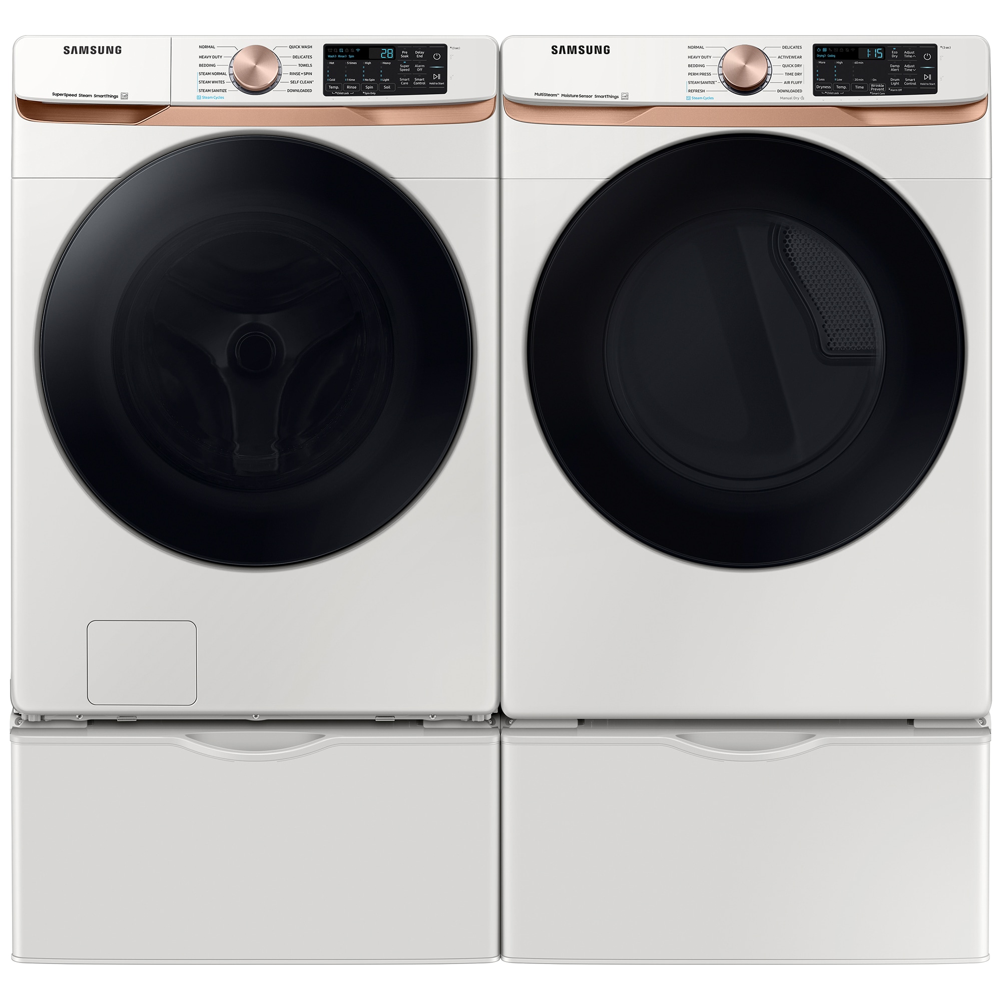 Samsung 27 in. 5.0 cu. ft. Smart Front Loading Washer with 23 Wash Programs, 9 Wash Options & Sanitize Cycle - Ivory, Ivory, hires
