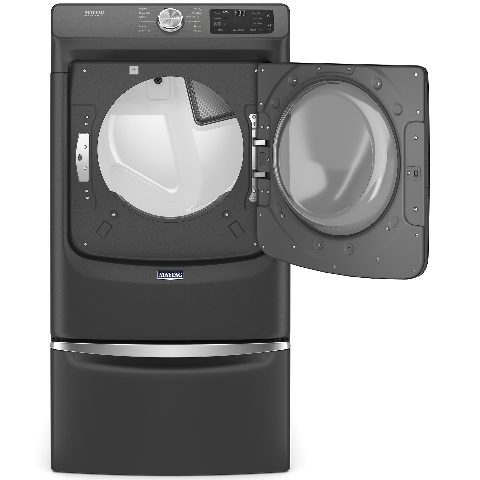 Maytag 27 in. 7.3 cu. ft. Front Loading Gas Dryer with 12 Dryer Programs, 9 Dry Options, Sanitize Cycle, Wrinkle Care & Sensor Dry - Volcano Black, , hires