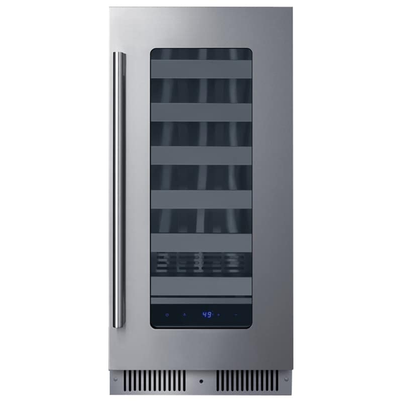 Summit 15 in. Undercounter Wine Cooler with Single Temperature Zone & 18 Bottle Capacity - Stainless Steel, , hires