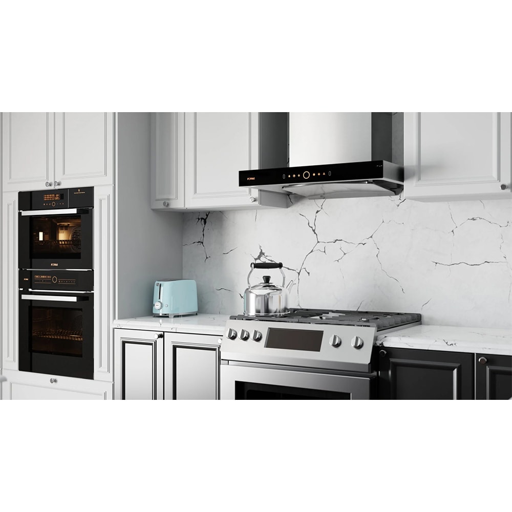 Fotile 30 in. Perimeter Series Chimney Style Range Hood with 4 Speed Settings, 1200 CFM & 2 LED Lights - Black, , hires