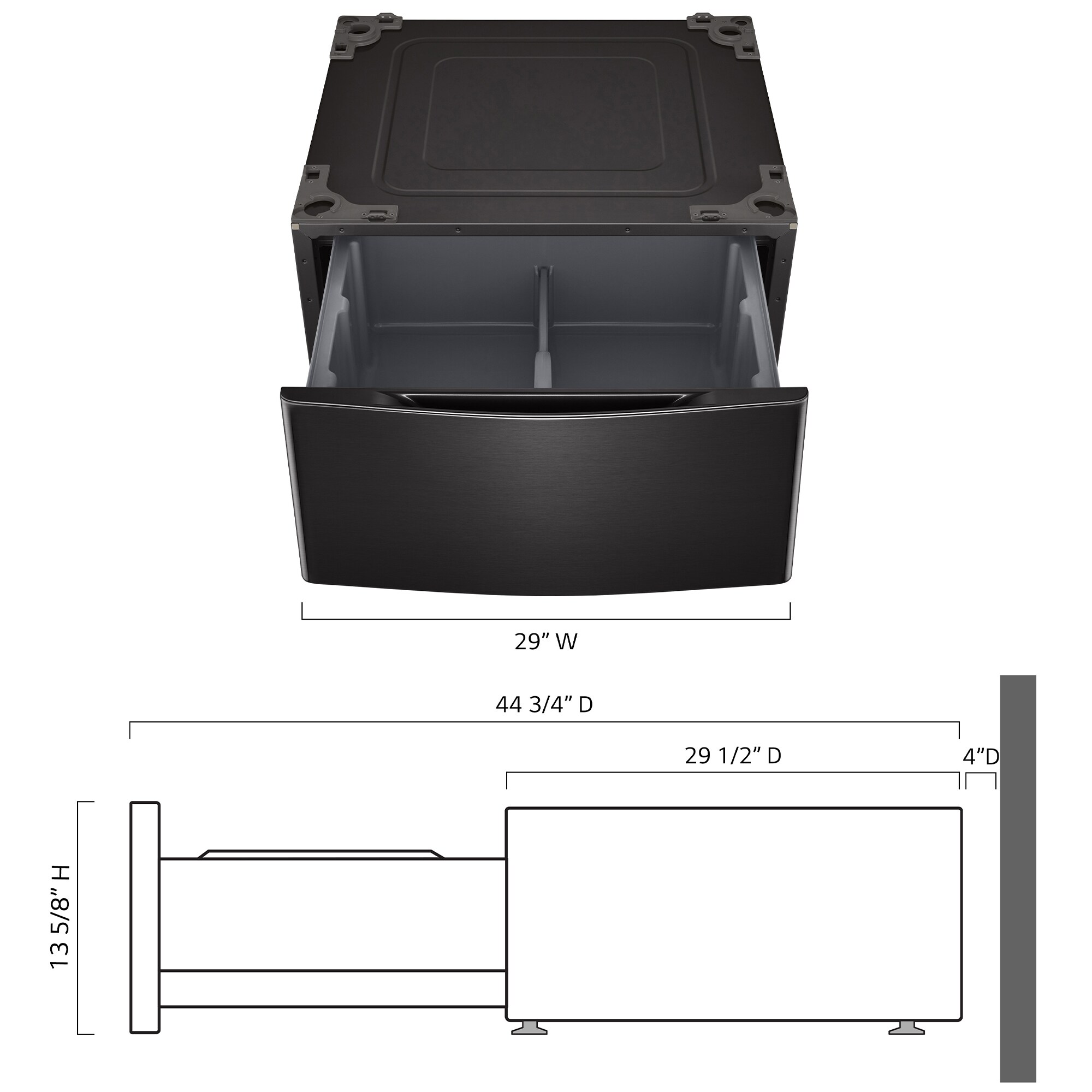LG 29 in. Laundry Pedestal with Storage Drawer for Washers/Dryers - Black Steel, , hires