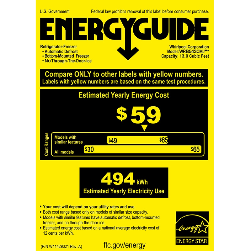 Whirlpool 24 in. 12.9 cu. ft. Counter Depth Garage Ready Bottom Freezer Refrigerator with Ice Maker - Fingerprint Resistant Stainless Steel, Fingerprint Resistant Stainless, hires