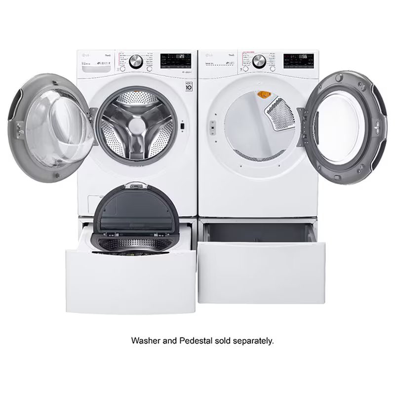 LG 27 in. 7.4 cu. ft. Smart Stackable Round-Door Gas Dryer with Tempered Glass, Built-In Intelligence, Sensor Dry, Turbo Steam, Sanitize & Steam Cycle - White, White, hires