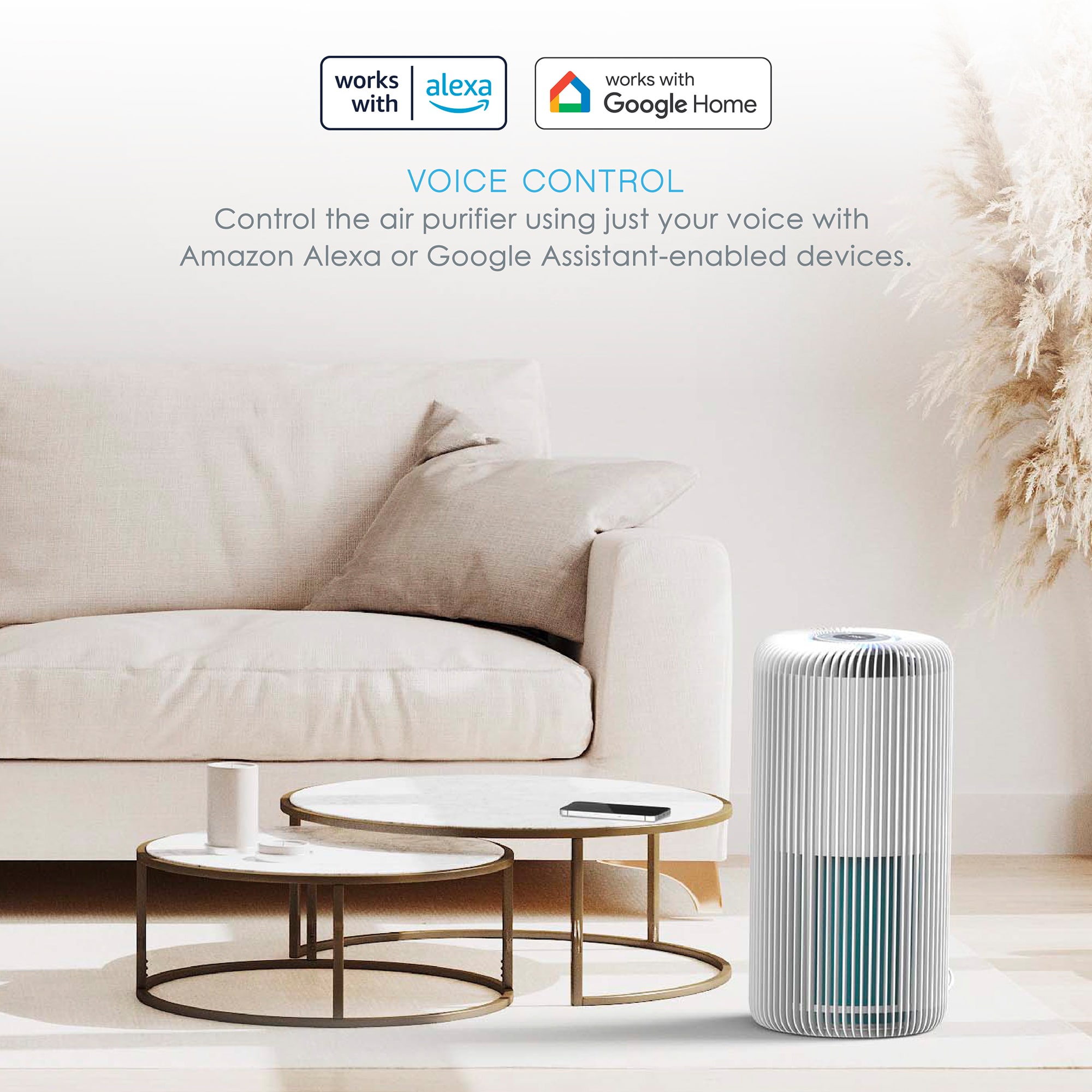 Pure Enrichment 11 in. HEPA Air Purifier with 5 Stages of Filtration, 4 Fan Settings & Sleep Mode - White, , hires