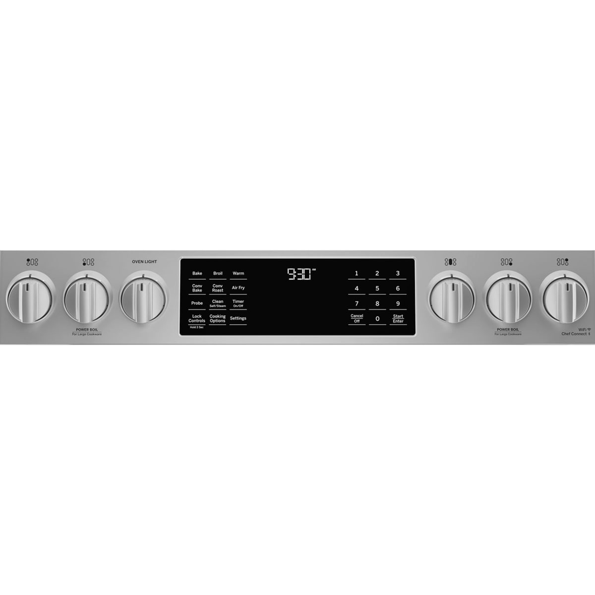 GE Profile 30 in. 5.7 cu. ft. Smart Air Fry True European Convection Slide-In Dual Fuel Range with 5 Sealed Burners, Grill & Griddle - Fingerprint Resistant Stainless, , hires