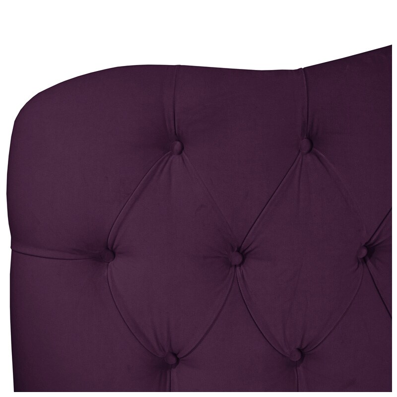 Skyline Furniture Tufted Velvet Fabric Upholstered King Size Bed - Aubergine Purple, Aubergine, hires