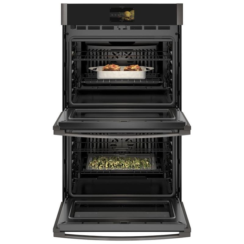 GE Profile 30 in. 10 cu. ft. Smart Top Control Electric Double Wall Oven with True European Convection - Fingerprint resistant Black Stainless, Fingerprint Resistant Black Stainless, hires