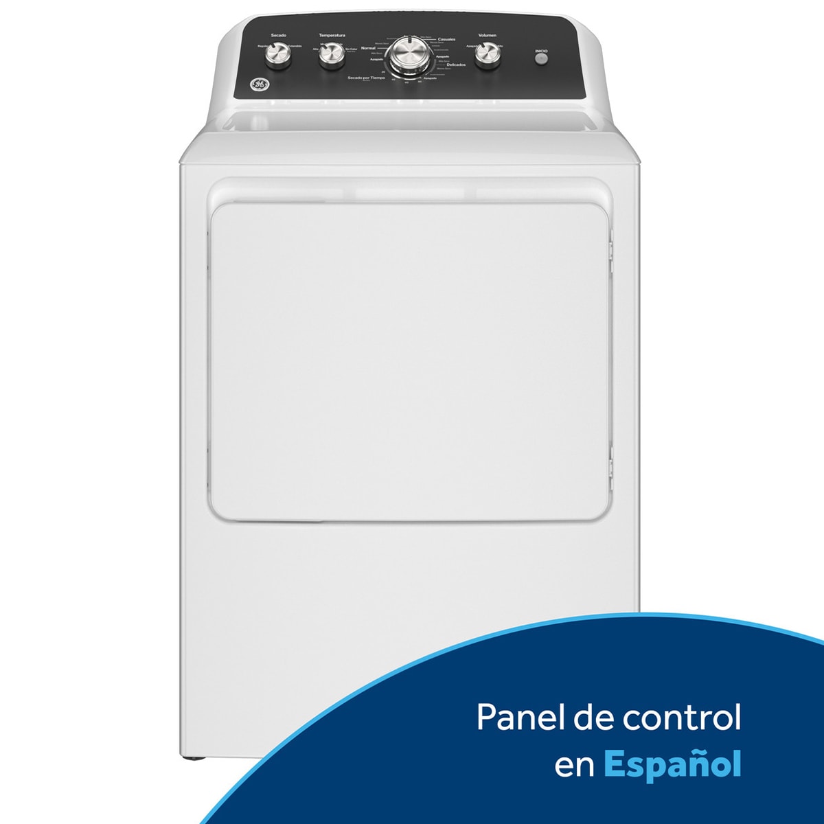 GE 27 pulgadas 7.2 pies cubicos Secadora de Gas con Panel en Espanol y Ventilacion de Hasta 36.5 m - Blanca, , hires