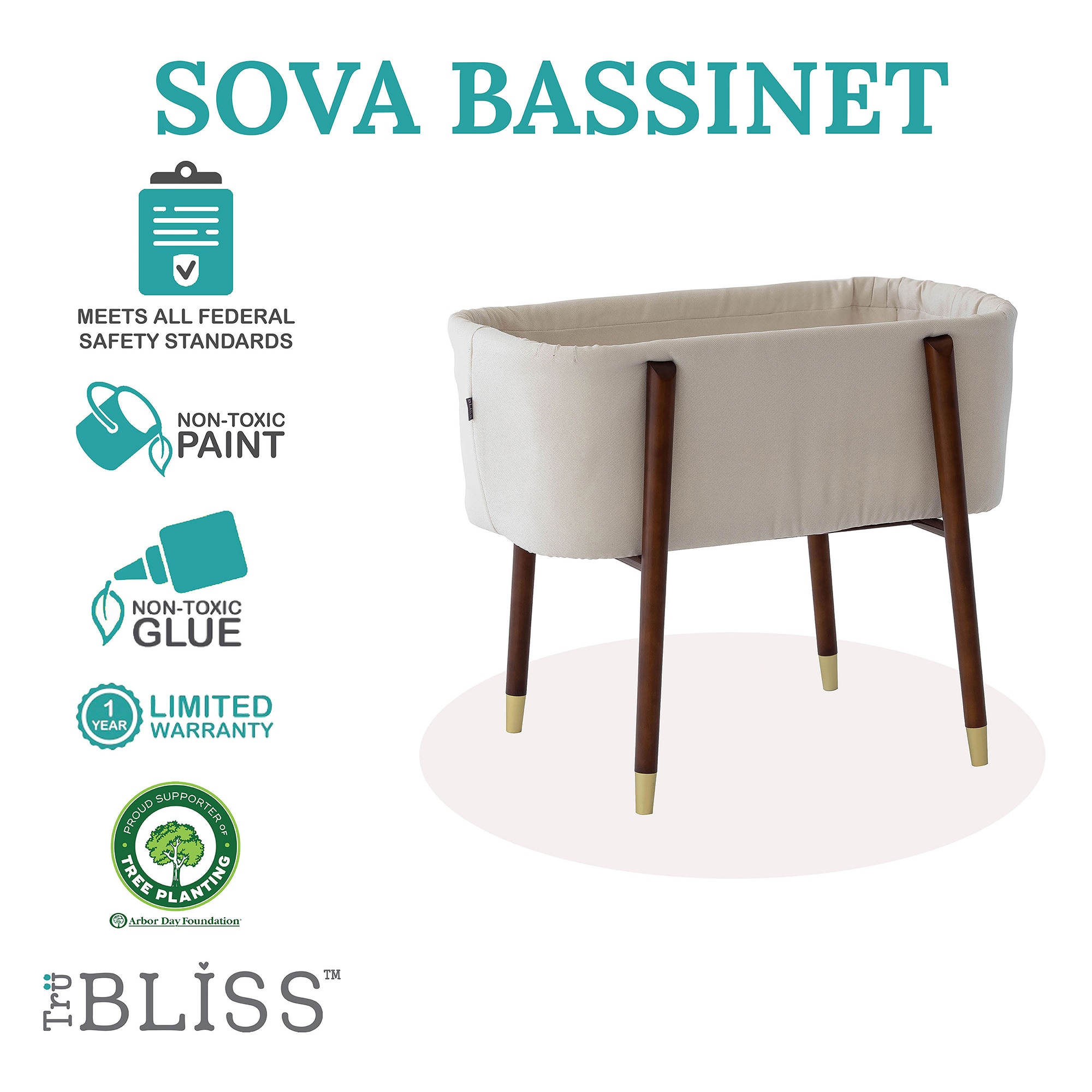 TruBliss Sova Bassinet - Irish Cream, Irish Cream, hires