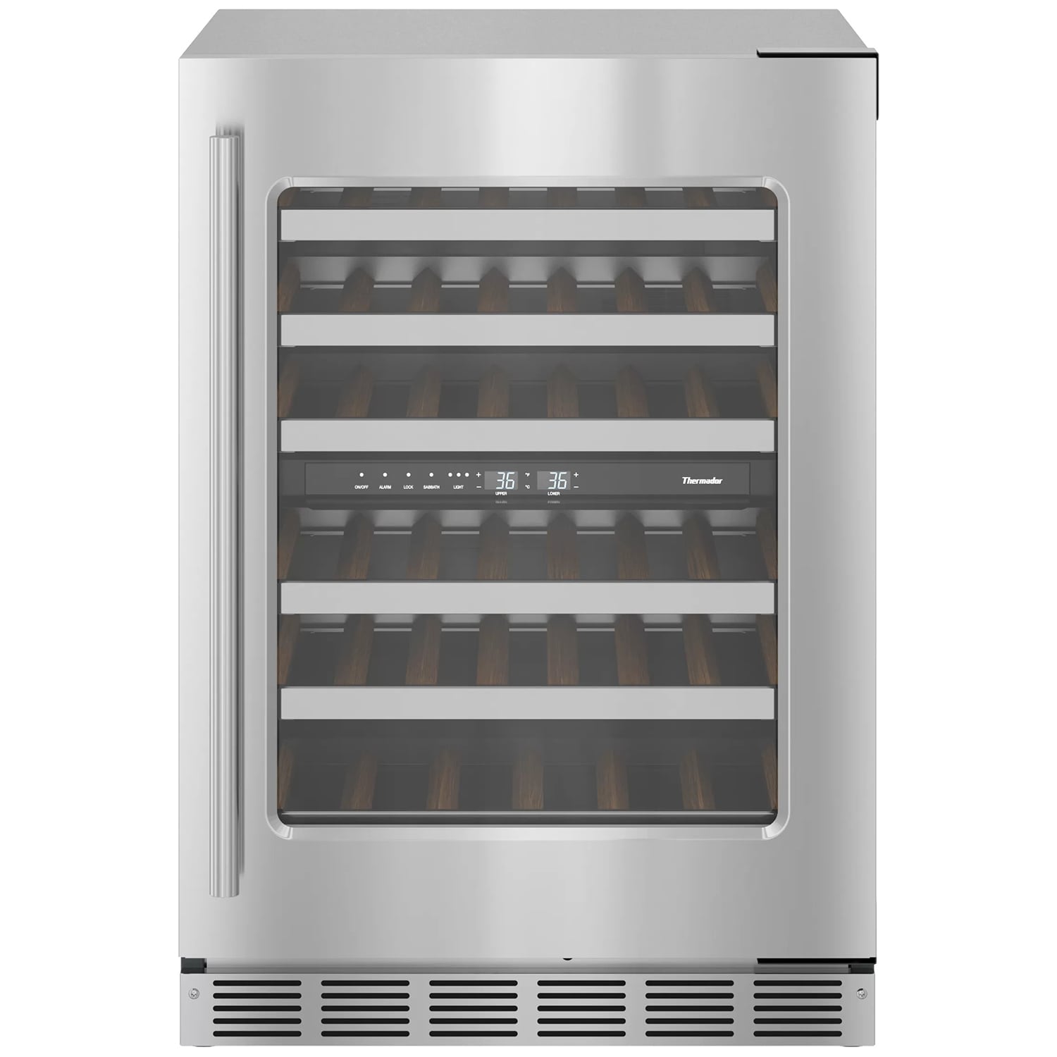 Thermador Masterpiece Series 24 in. Undercounter Wine Cooler with Wood Racks, Dual Temperature Zones & 41 Bottle Capacity - Stainless Steel, , hires