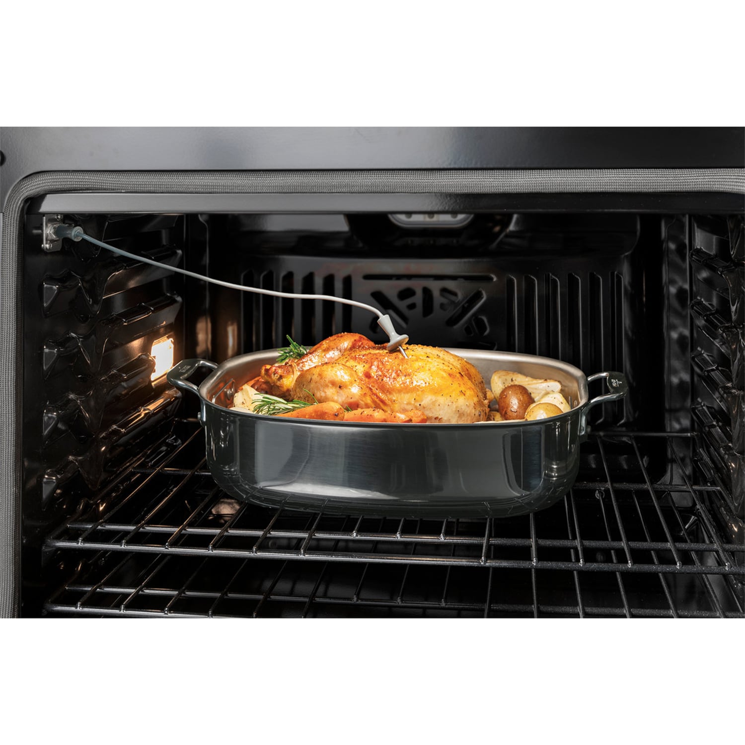 GE 30 in. 10 cu. ft. Smart Top Control Electric Double Wall Oven with True European Convection - Fingerprint Resistant Slate, , hires