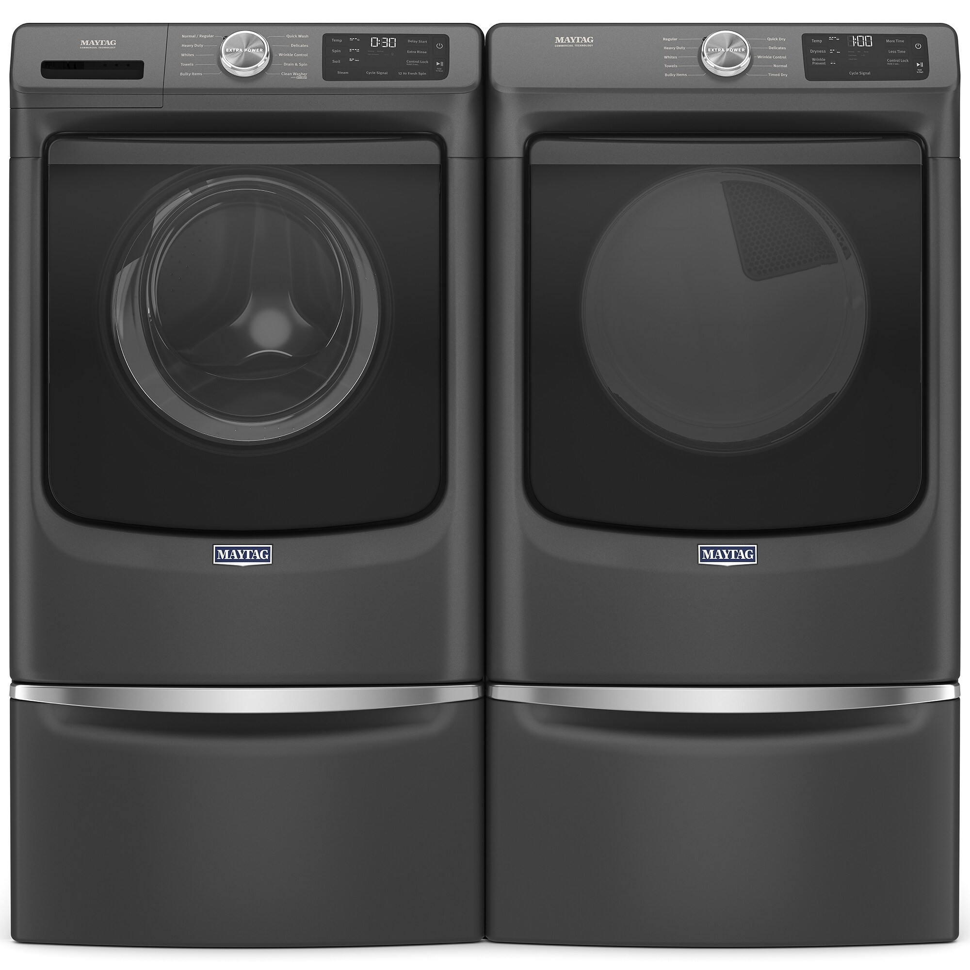 Maytag 27 in. 4.5 cu. ft. Front Loading Washer with 10 Wash Programs, 9 Wash Options, Sanitize Cycle & Steam Wash Cycle - Volcano Black, Volcano Black, hires
