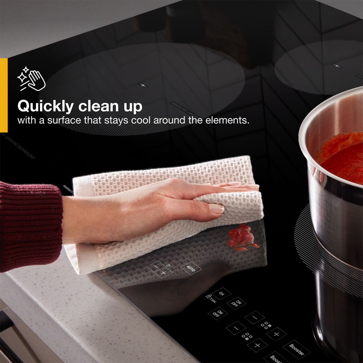 Whirlpool 30 in. 4-Burner Induction Cooktop with Simmer Burner & Power Burner - Black, , hires