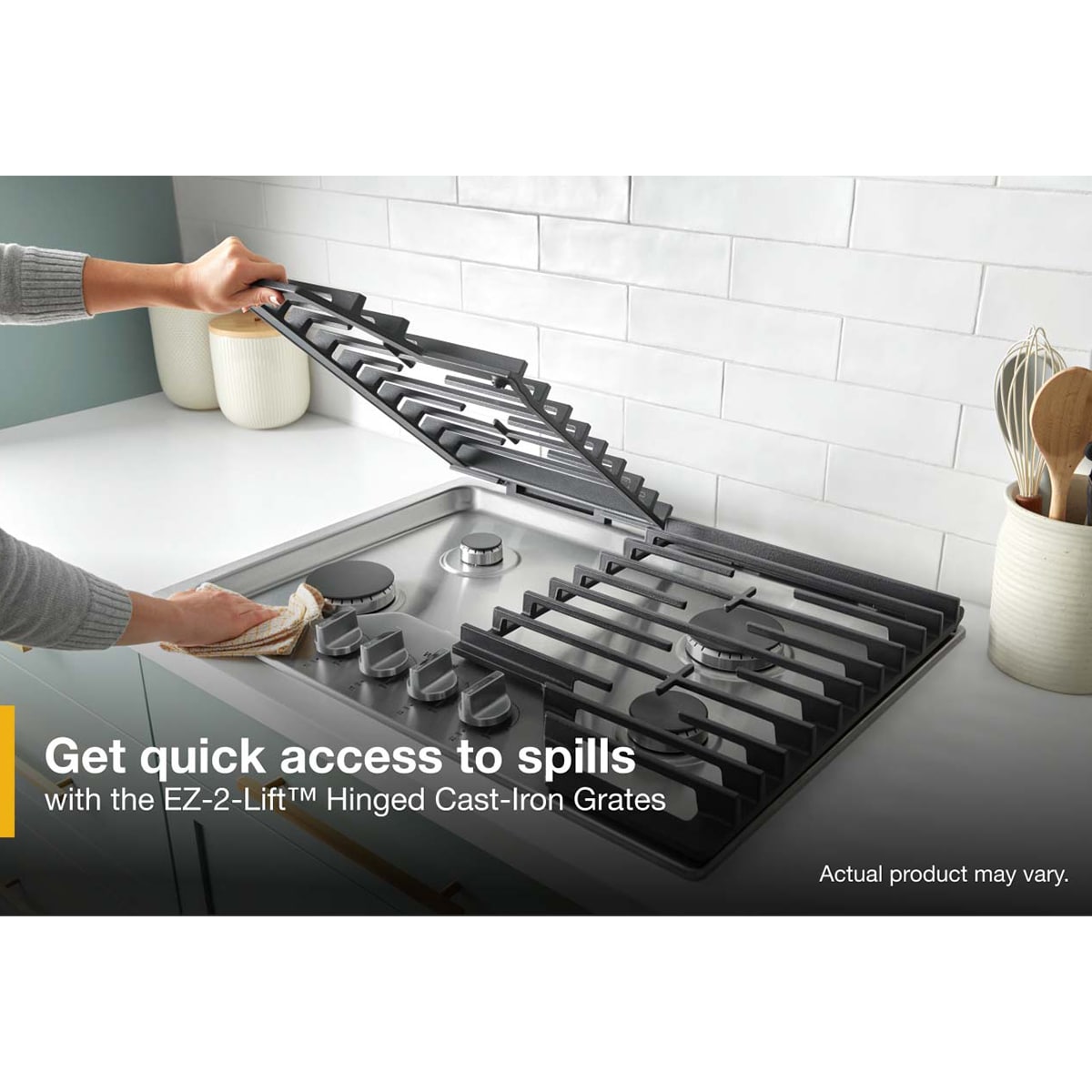 Whirlpool 30 in. 5-Burner Natural Gas Cooktop with Simmer Burner & Power Burner - Stainless Steel, , hires