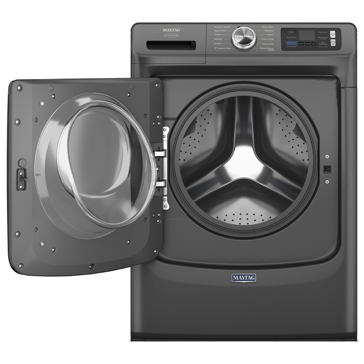 Maytag Pet Pro 27 in. 5.0 cu. ft. Smart Stackable Front Load Washer with Sanitize & Steam Cycle - Volcano Black, Volcano Black, hires