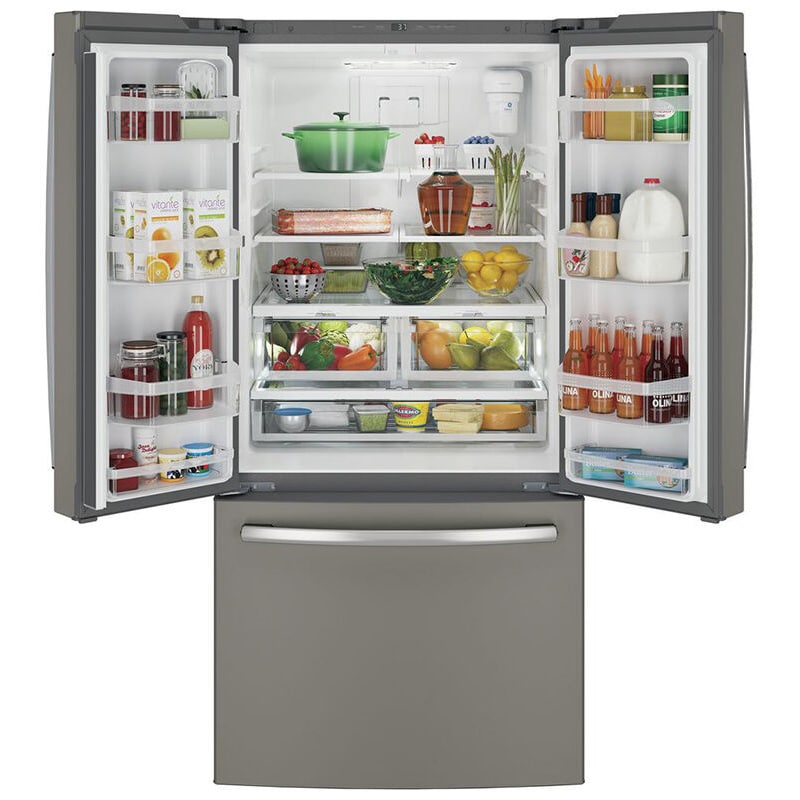 GE 33 in. 18.6 cu. ft. Counter Depth French Door Refrigerator with Internal Water Dispenser - Fingerprint Resistant Slate, Slate, hires