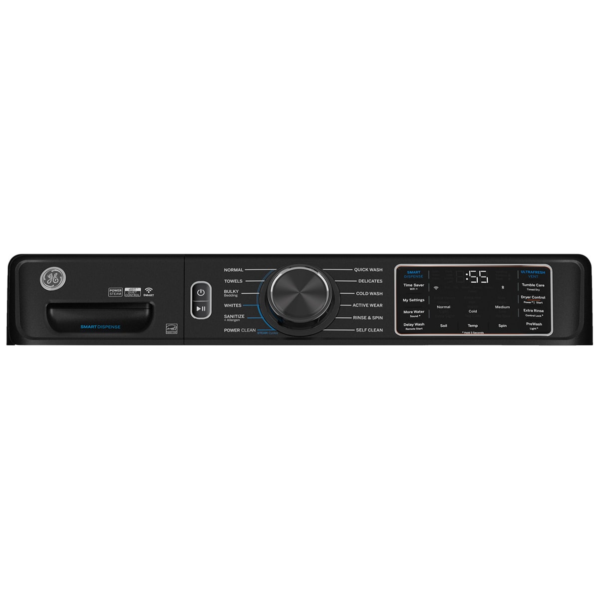 GE 28 in. 5.0 cu. ft. Smart Stackable Front Load Washer with OdorBlock, Sanitize Cycle & Steam Cycle - Carbon Graphite, Carbon Graphite, hires