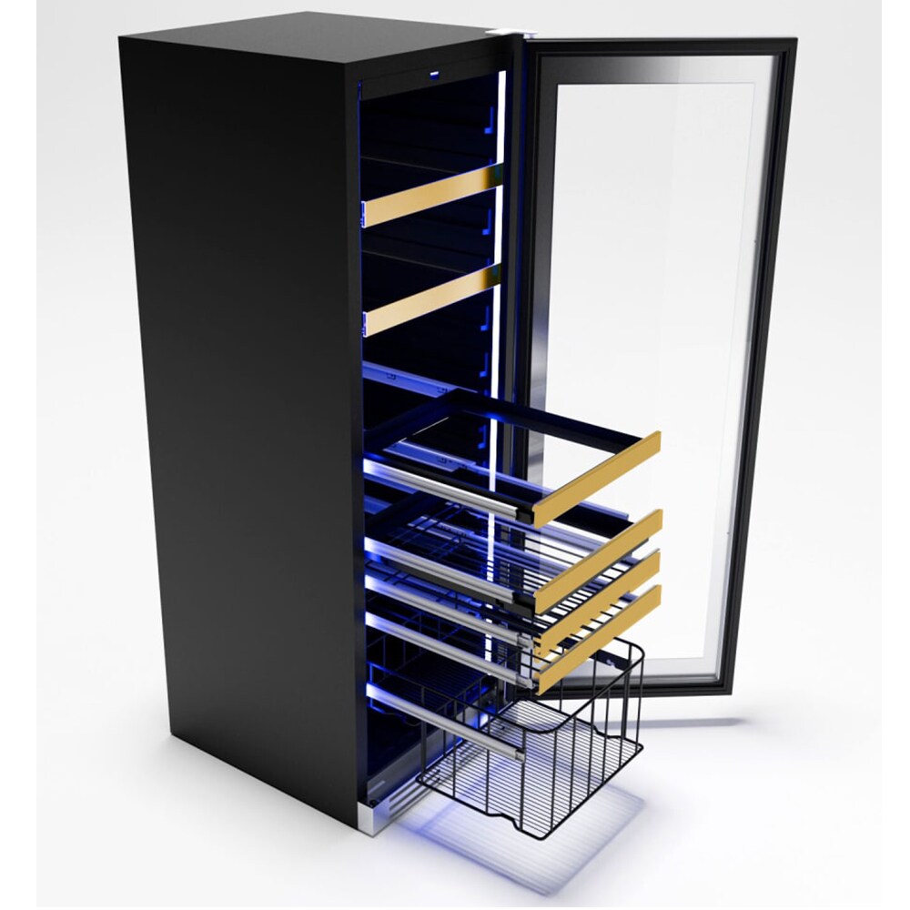 XO 24 in. Built-In/Freestanding 15.0 cu. ft. Beverage Center with Adjustable Shelves & Digital Control - Black Glass, , hires